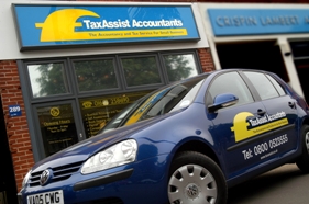A TaxAssist 'shopfront' and branded vehicle